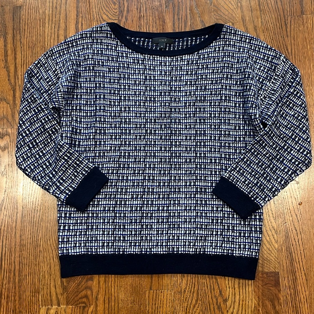J crew blue metallic wool sweater size medium